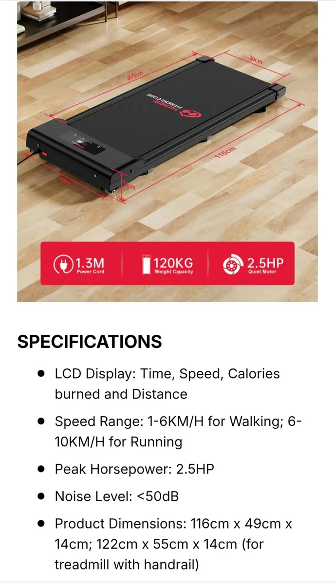 Treadmill C1, Speed 1-10KM/H - Image 2