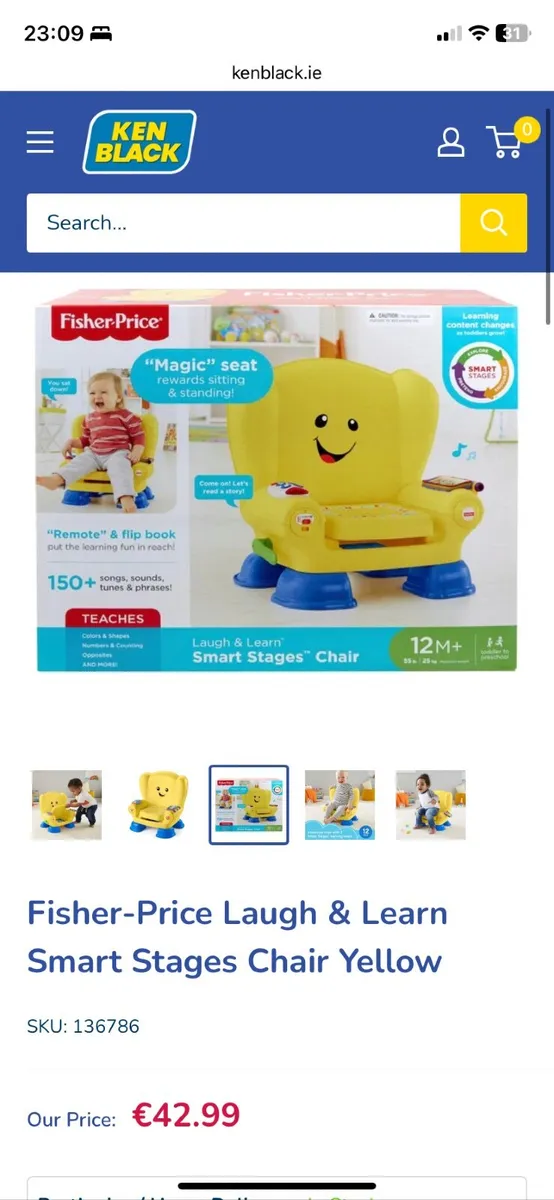 Fisher price laugh and learn chair - yellow - Image 1