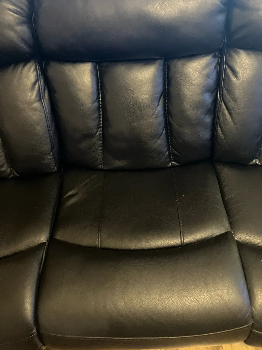 Black leather Couch and chair - Image 2