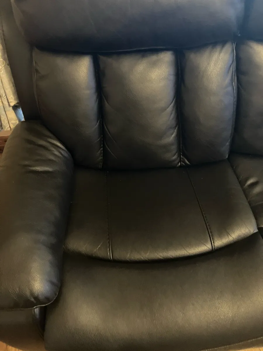 Black leather Couch and chair - Image 3