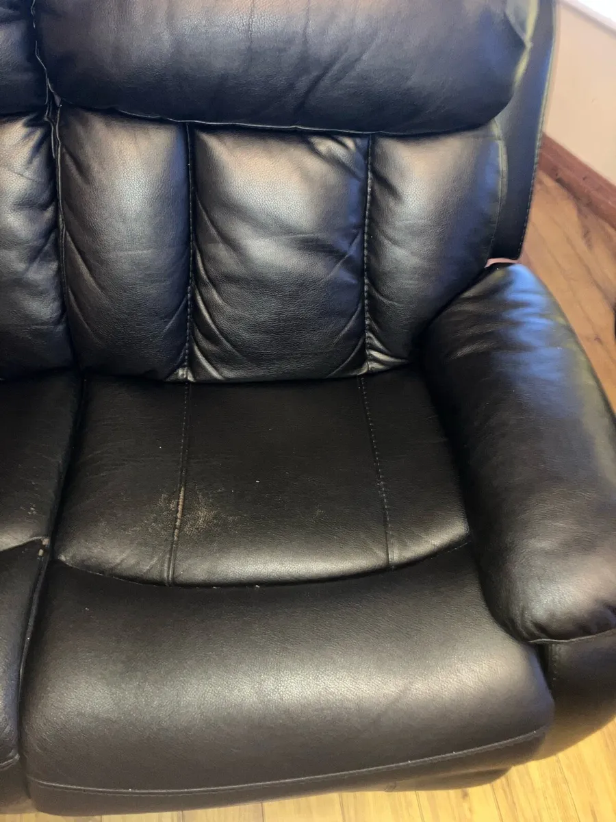 Black leather Couch and chair - Image 4
