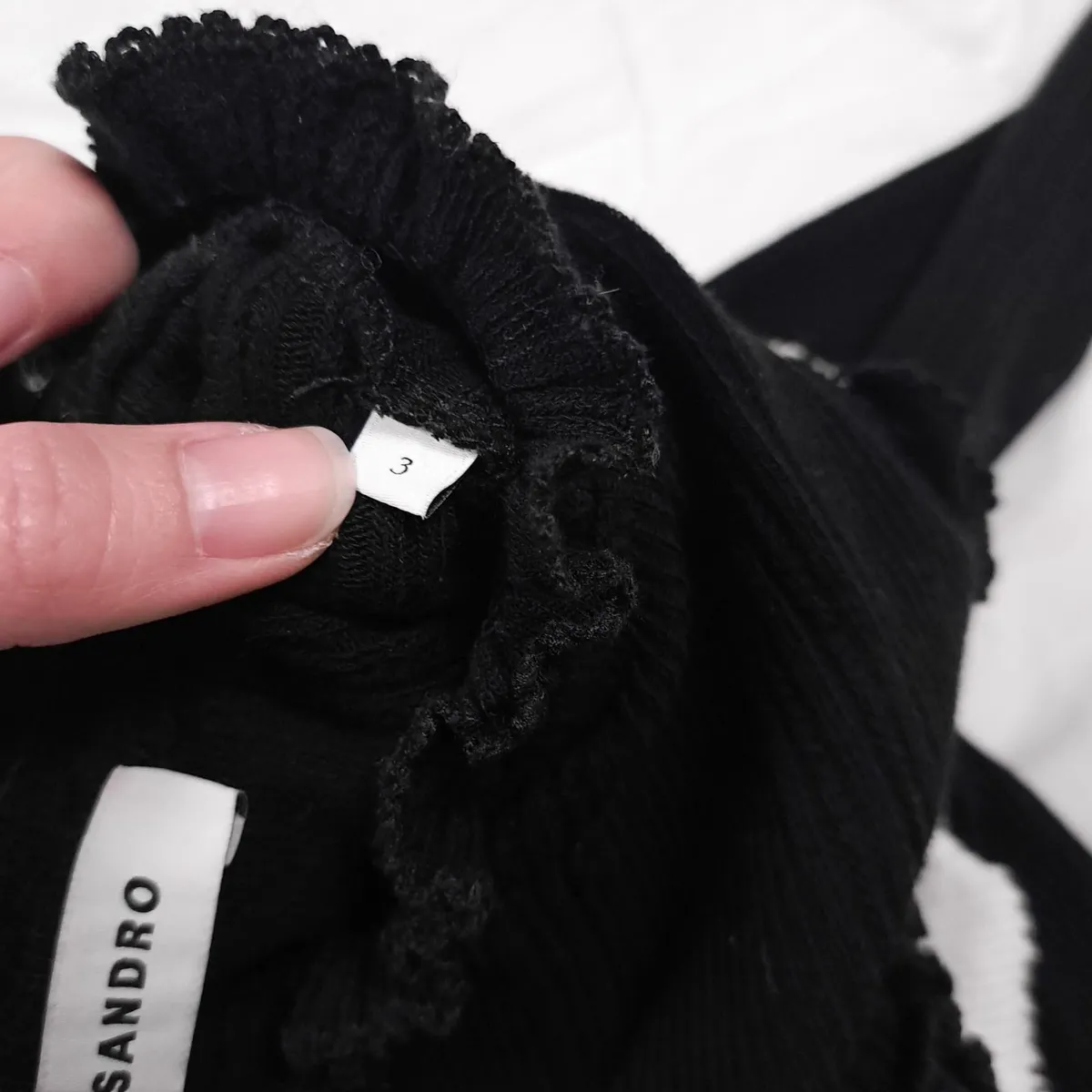Sandro Black Ribbed Knit Mock Neck Top 12UK/40EU - Image 4