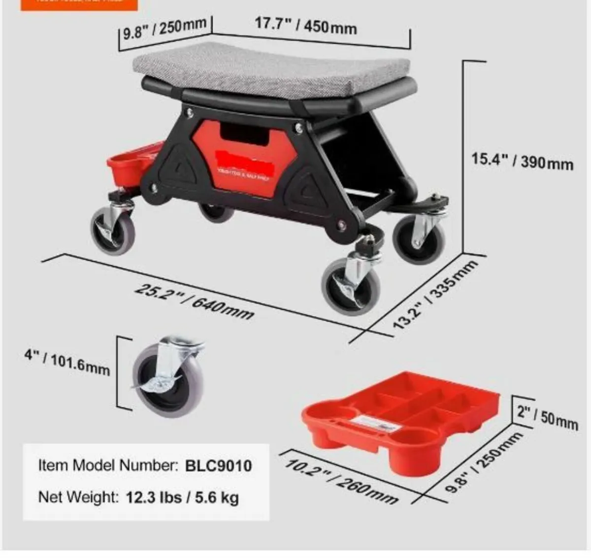 Mechanics Stool, 136.1kg Capacity - Image 3