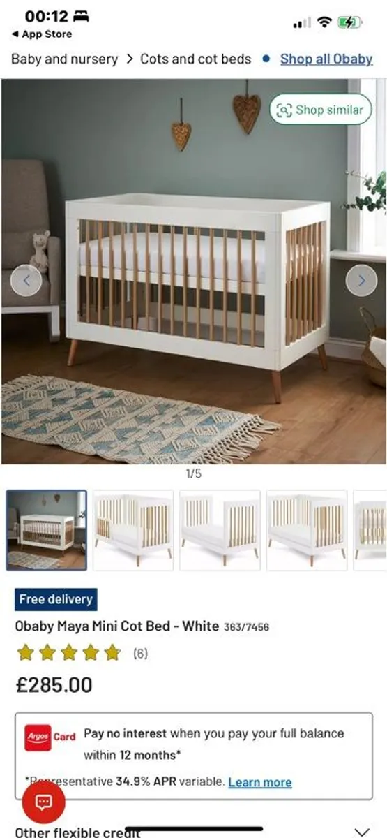 Obaby White Maya Mini Cot Bed - Image 2