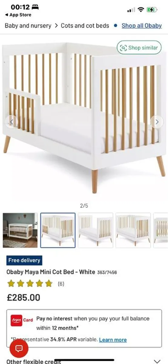 Obaby White Maya Mini Cot Bed - Image 3