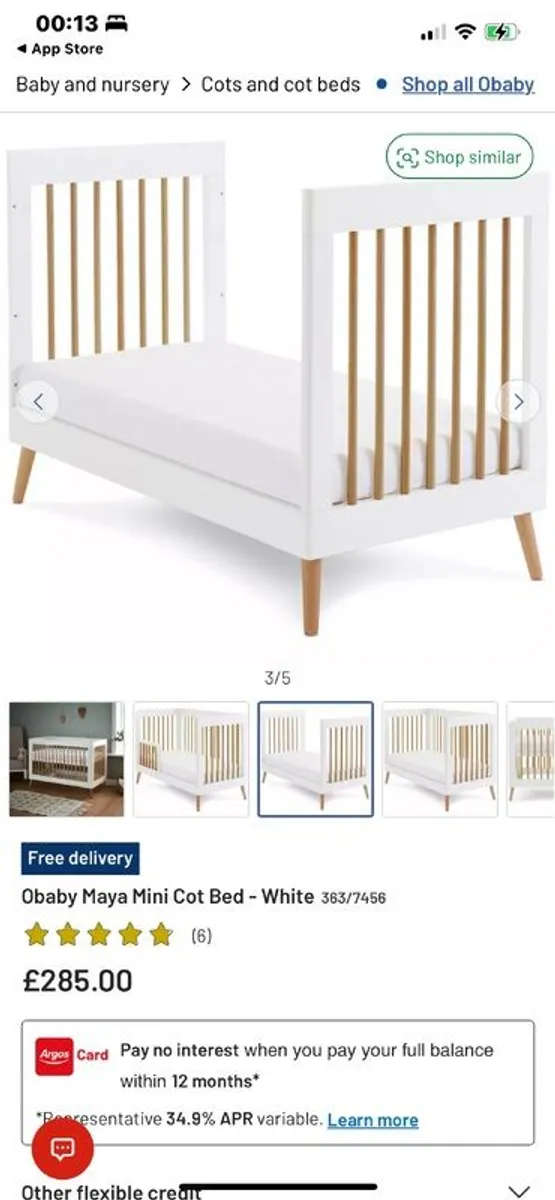 Obaby White Maya Mini Cot Bed - Image 4