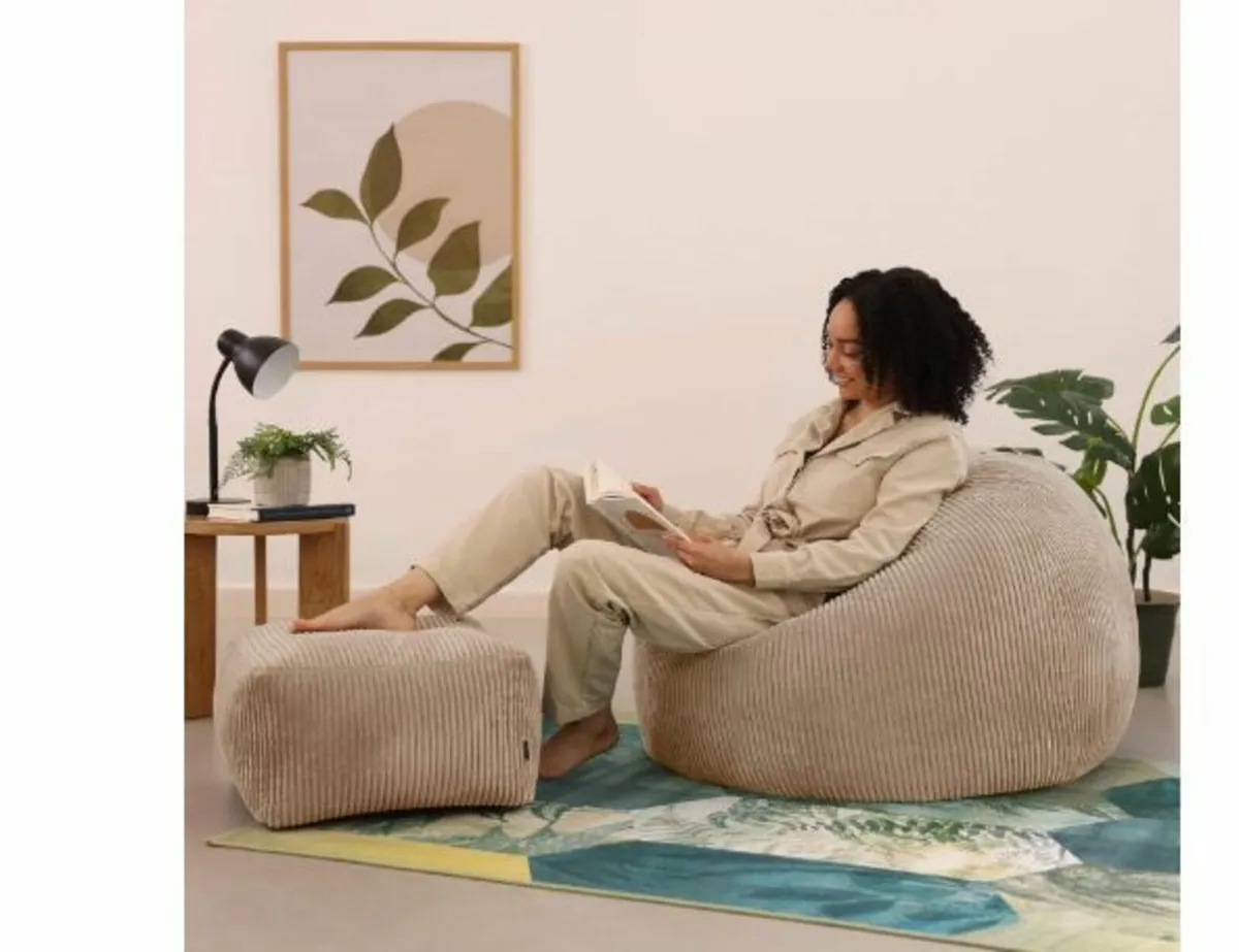 Kingston Cord Bean Bag Chair and Pouffe - Image 1