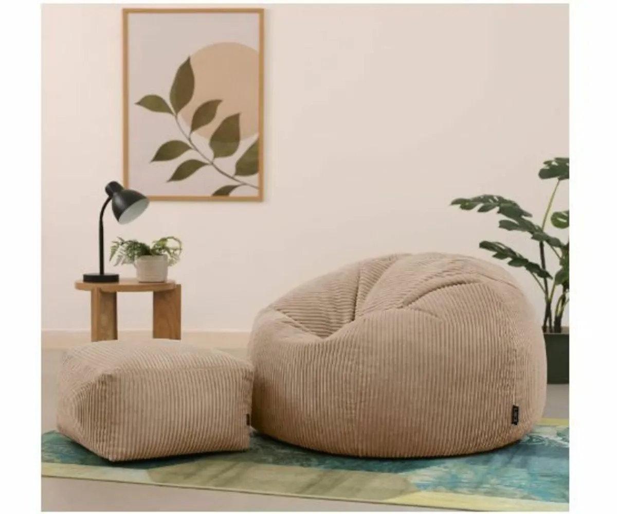 Kingston Cord Bean Bag Chair and Pouffe - Image 2