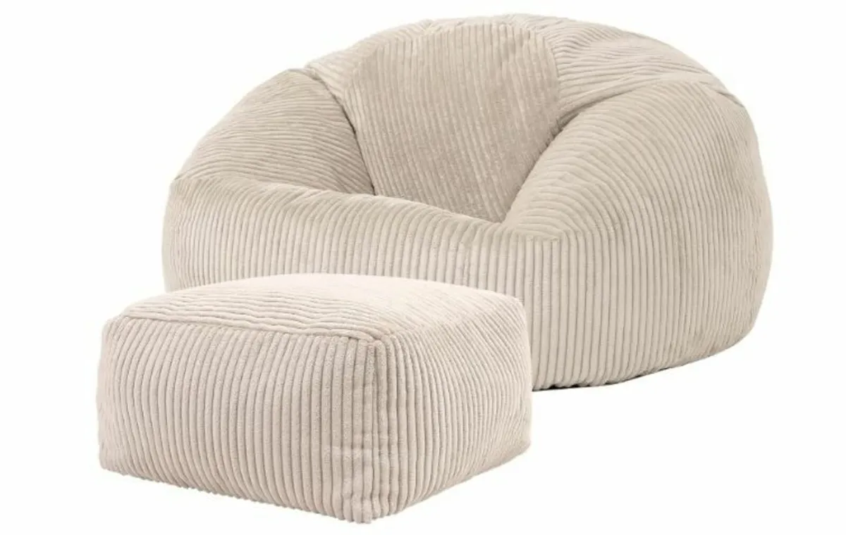 Kingston Cord Bean Bag Chair and Pouffe - Image 3