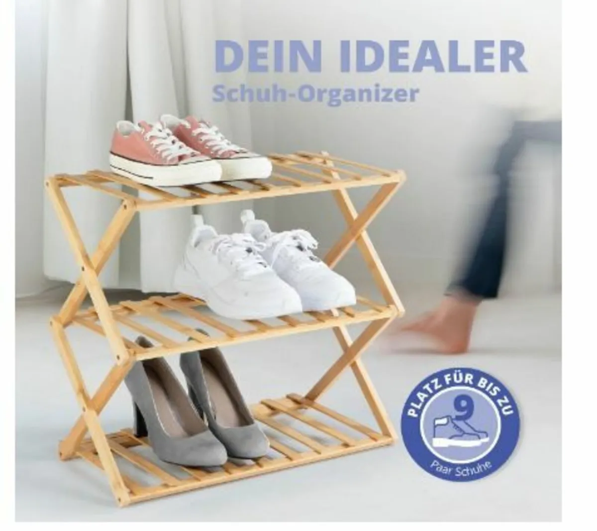 Bamboo Shelf, 3 Levels, Foldable - Image 1