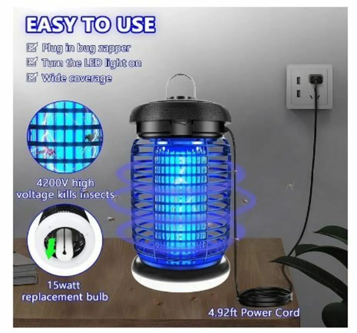 Electric Insect Killer, 2-in-1 Insect Trap - Image 3
