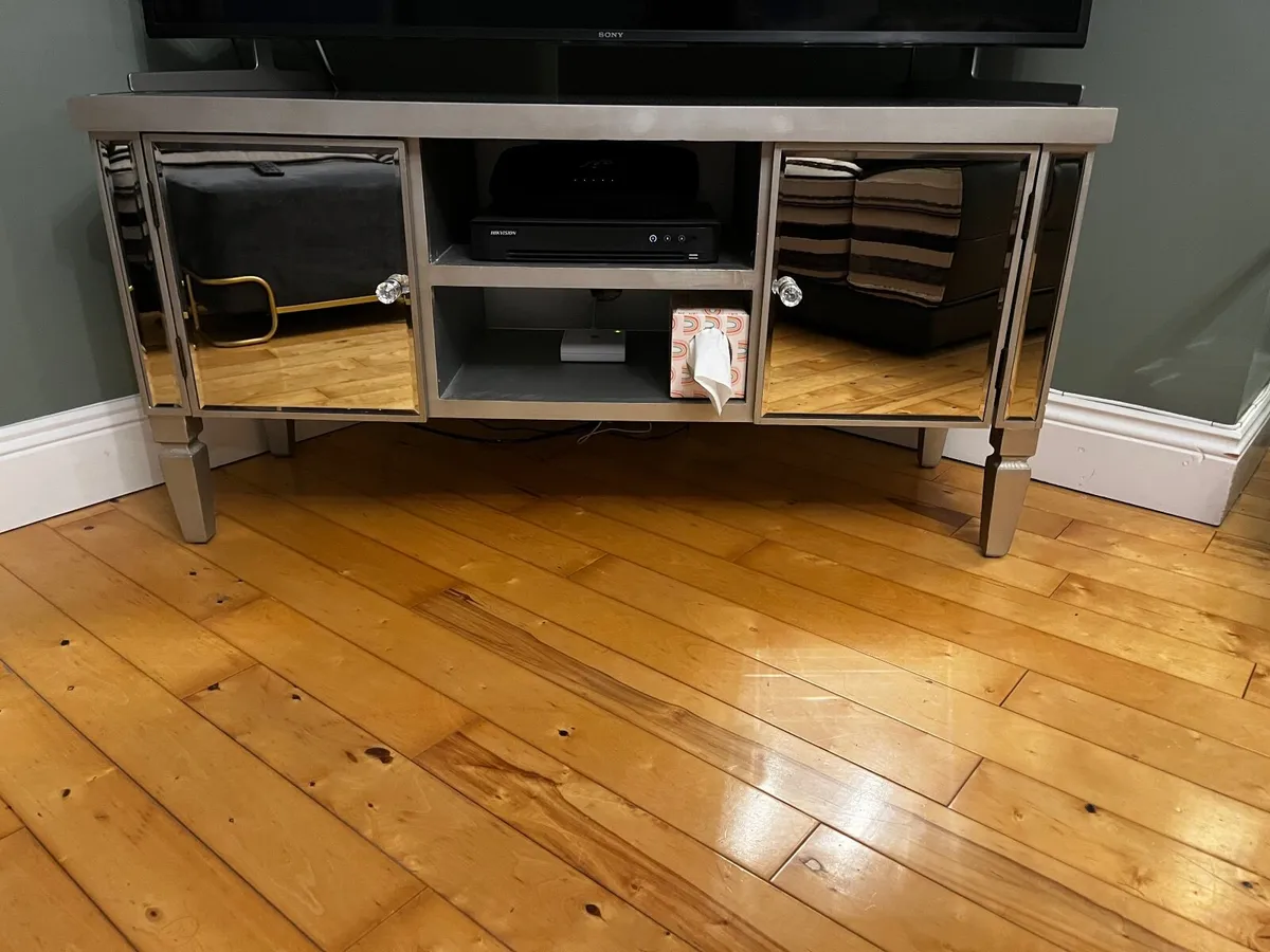 tv unit silver and mirror - Image 2