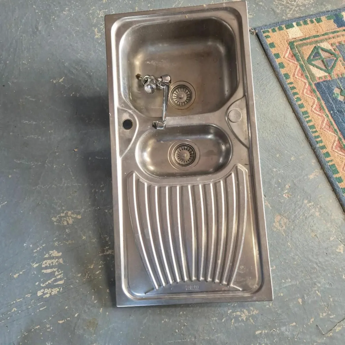 Twin bowl kitchen sink and tap - Image 1