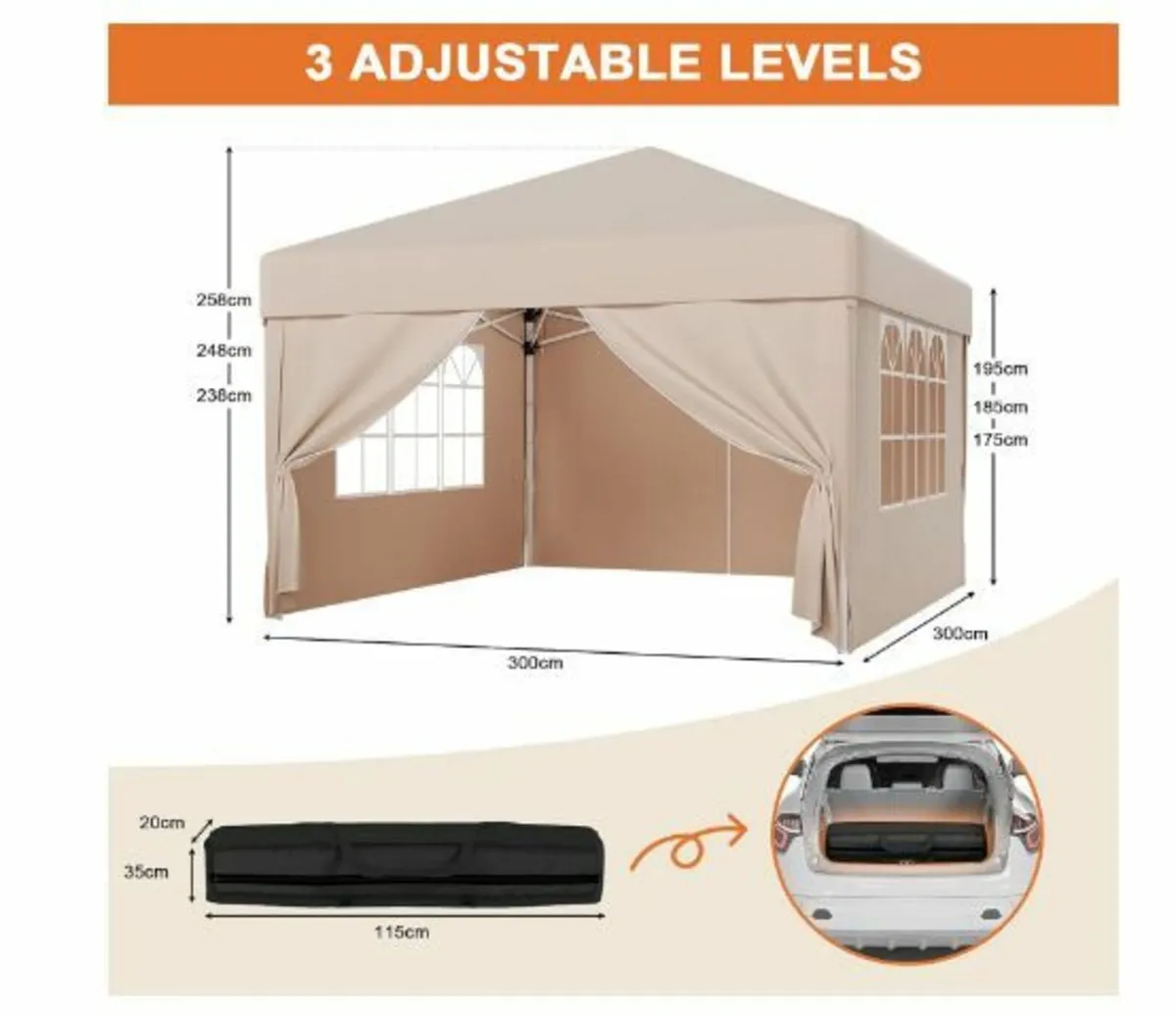 Gazebo 3 x 3 Waterproof Stable - Image 3