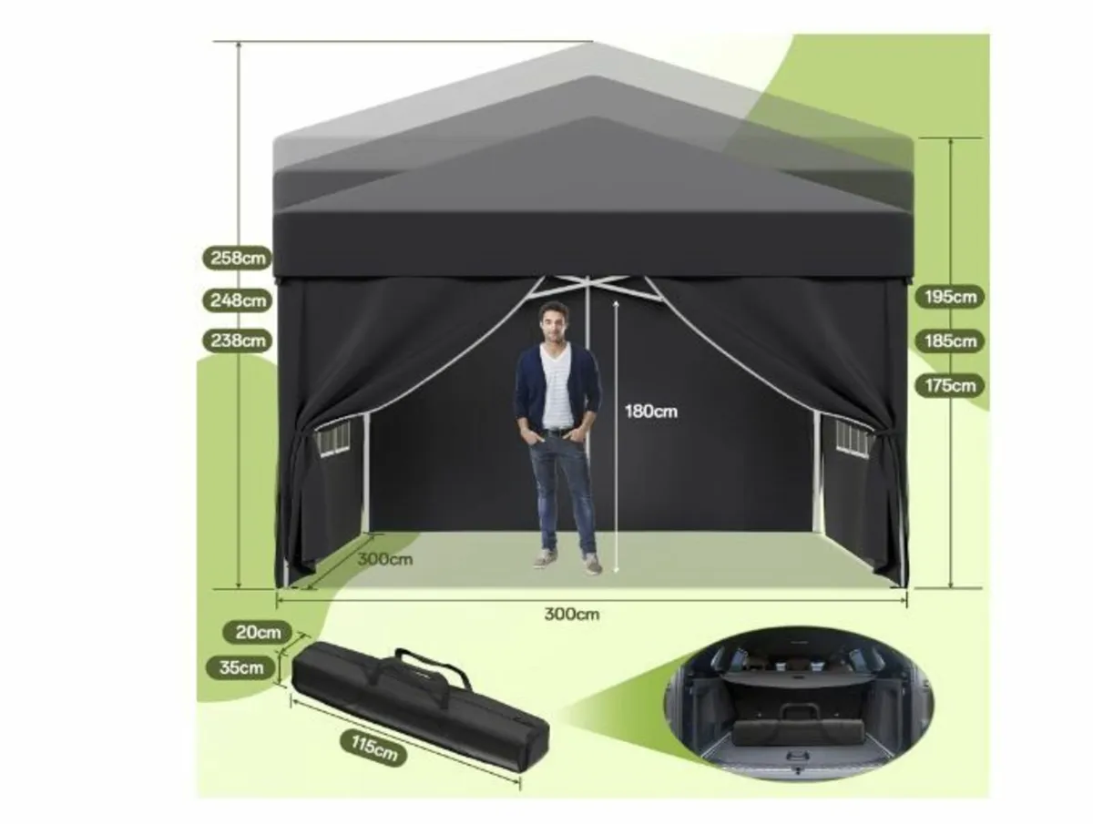Gazebo 3 x 3 m, Pop-Up Folding Gazebo - Image 2