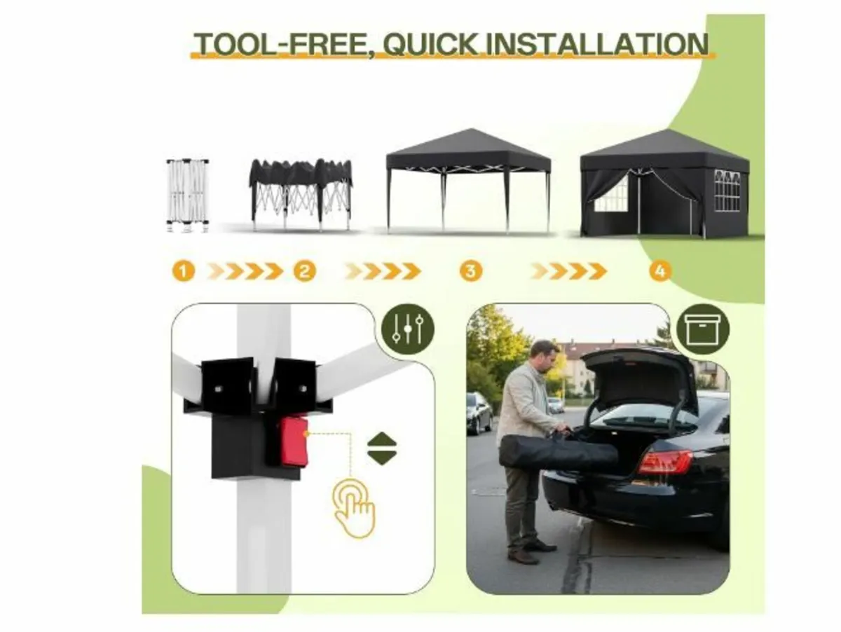 Gazebo 3 x 3 m, Pop-Up Folding Gazebo - Image 3