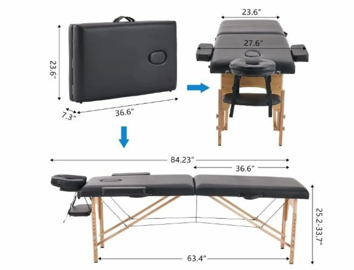 Folding Massage Table 2 Zone Massage - Image 2