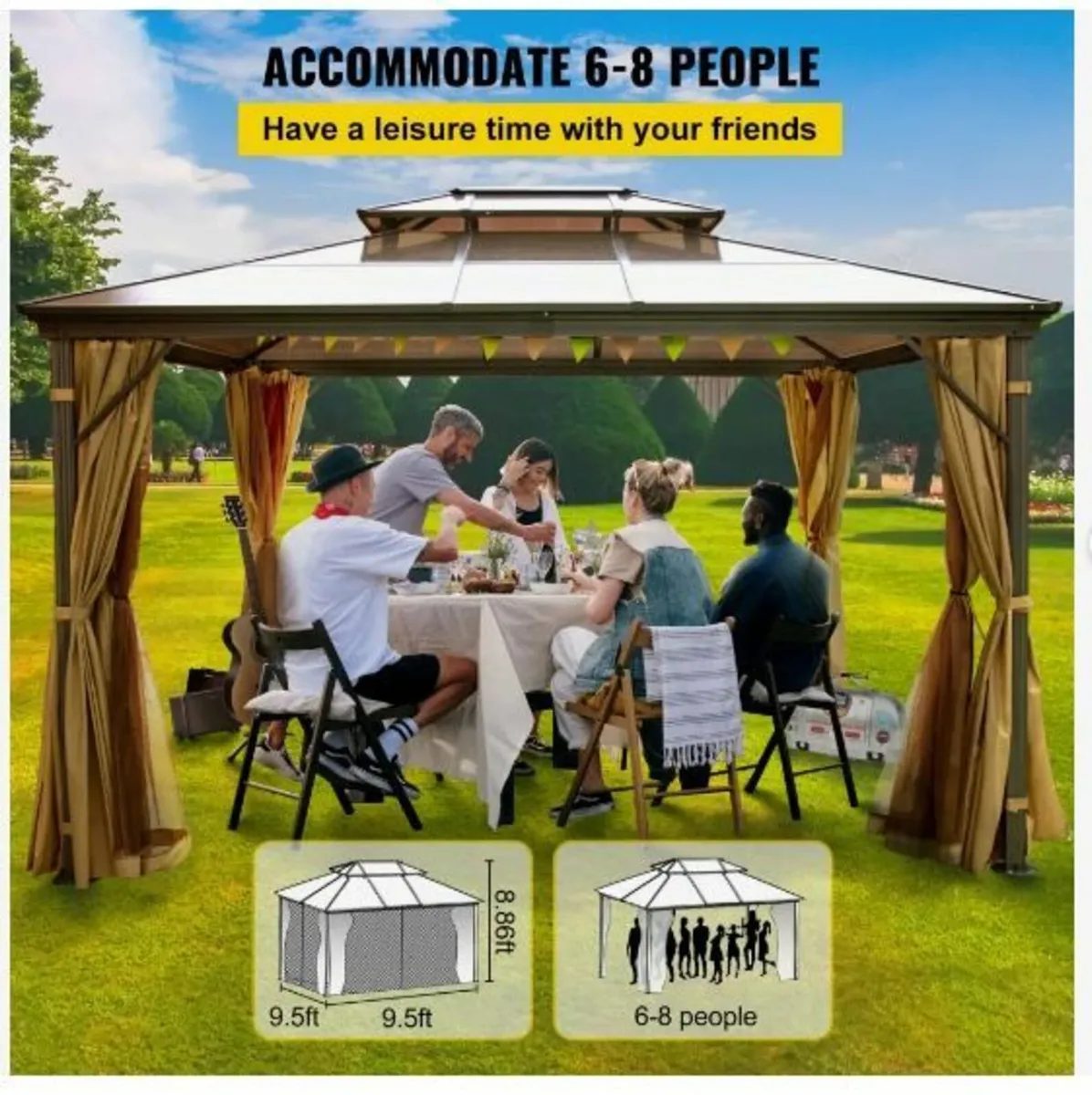 Patio Gazebo 10x10ft Hardtop - Image 2