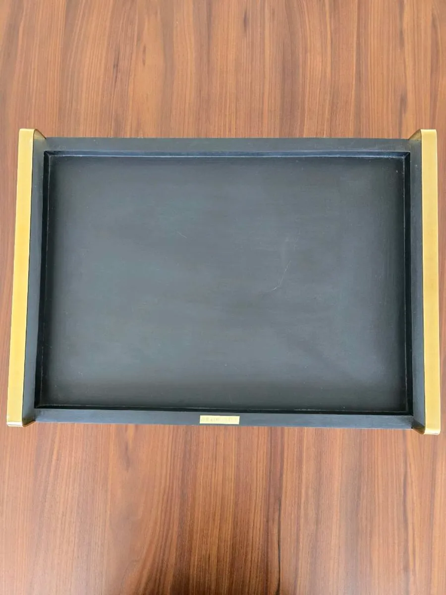 Large rectangle wooden black & gold tray - Image 4