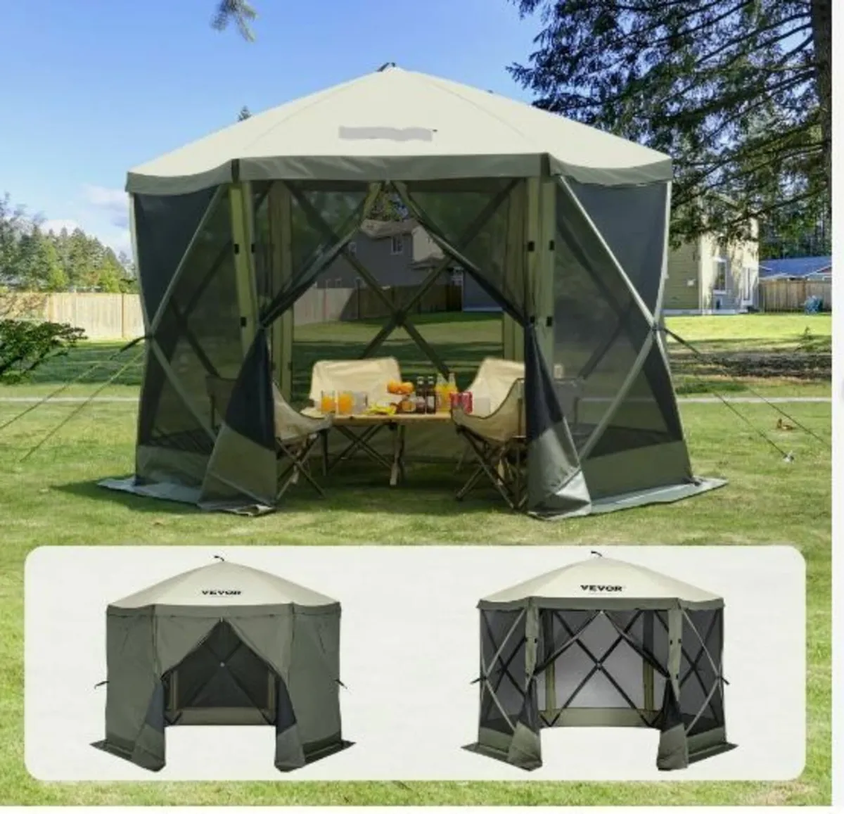 Pop Up Gazebo Tent, Pop-Up Screen Tent 6 Sided - Image 1