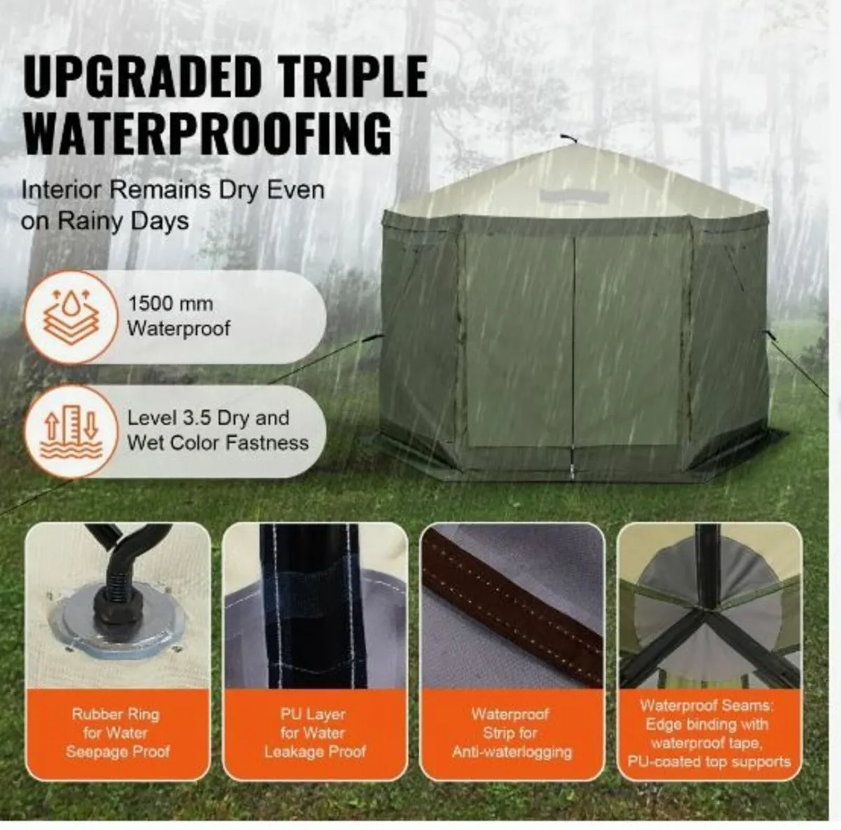 Pop Up Gazebo Tent, Pop-Up Screen Tent 6 Sided - Image 3