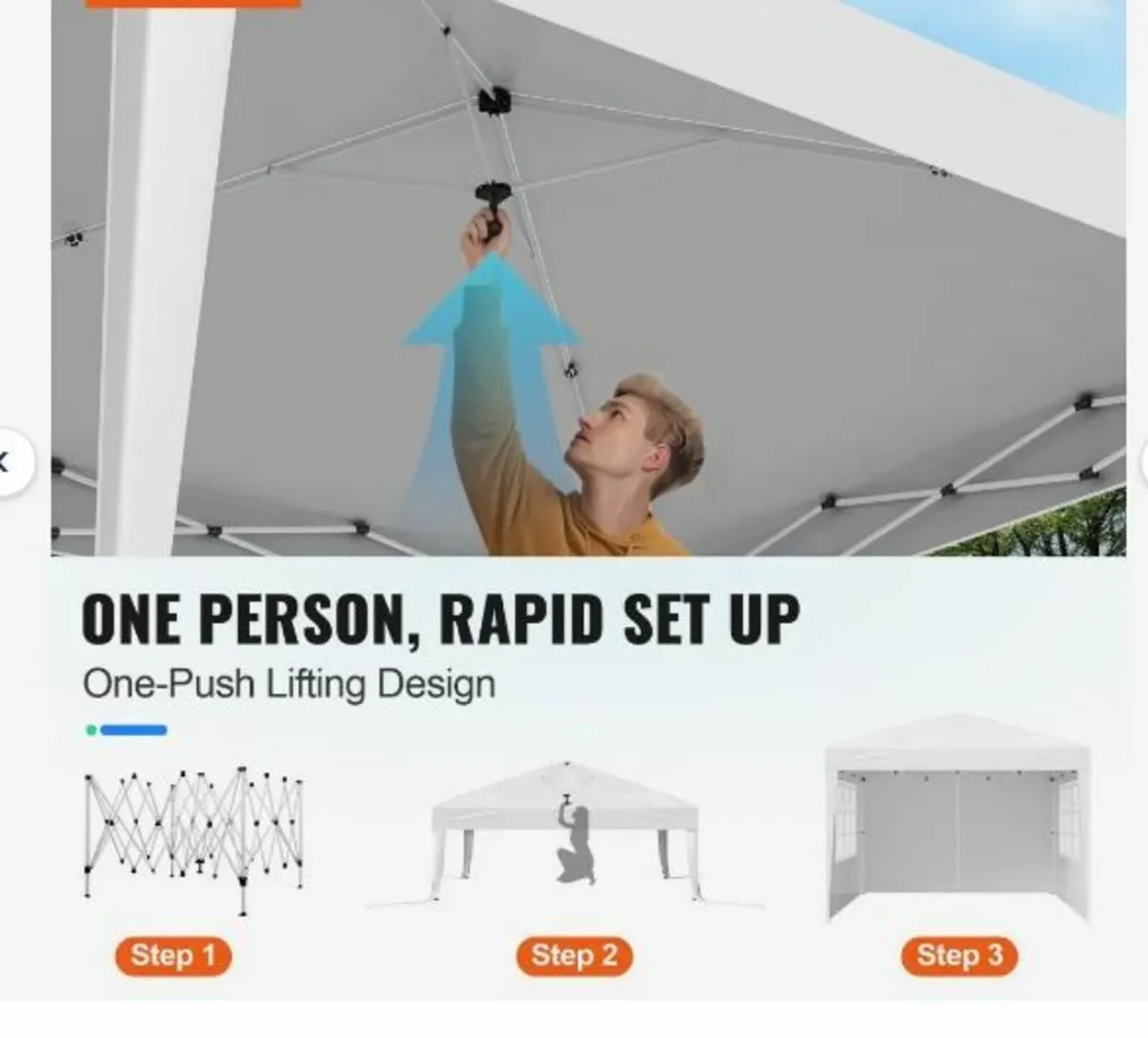 Pop Up Canopy, 2.95 x 2.95 m Instant Canopy - Image 3