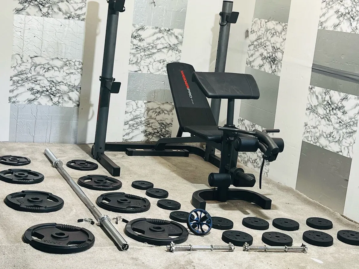 OLYMPIC BENCH 100KG WEIGHT BARBELL DUMBBELLS - Image 3