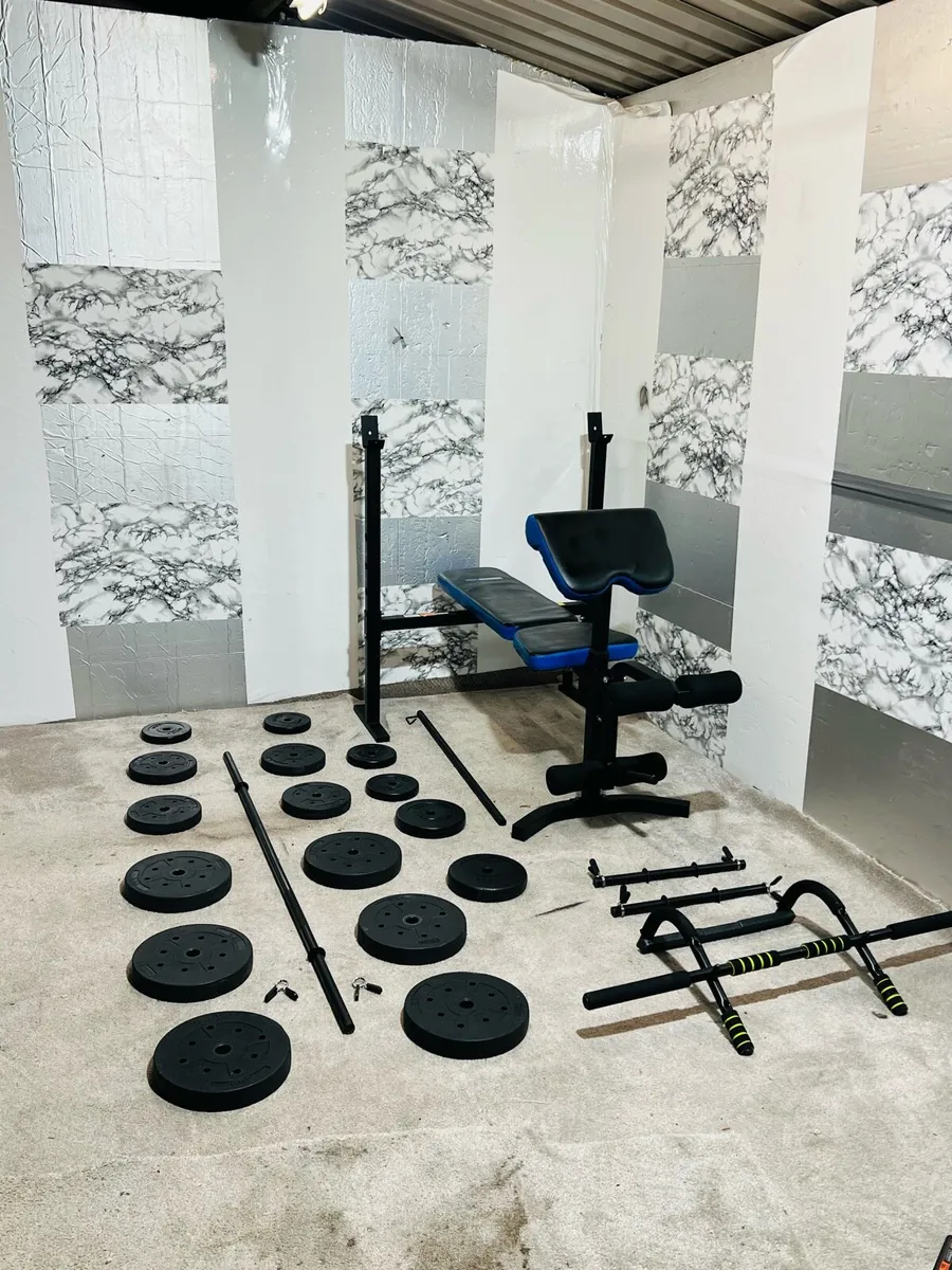 50KG BARBELL SET ADJUSTABLE BENCH BARBELL DUMBLS - Image 2