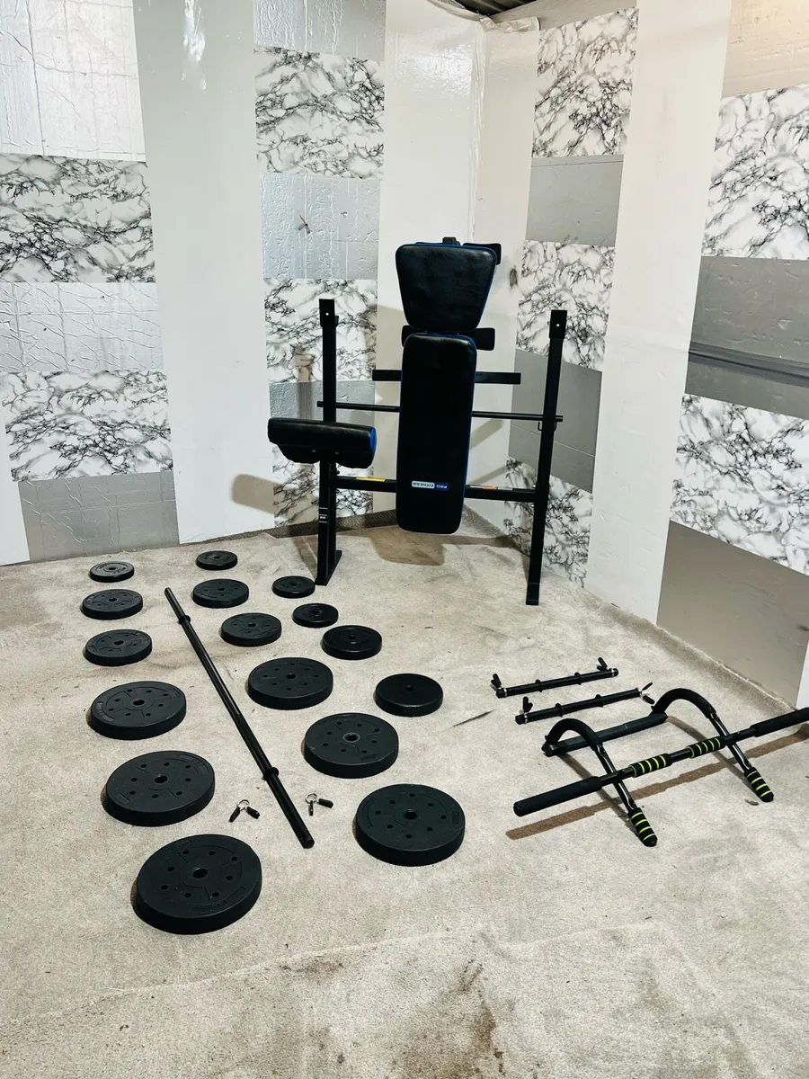 50KG BARBELL SET ADJUSTABLE BENCH BARBELL DUMBLS - Image 3