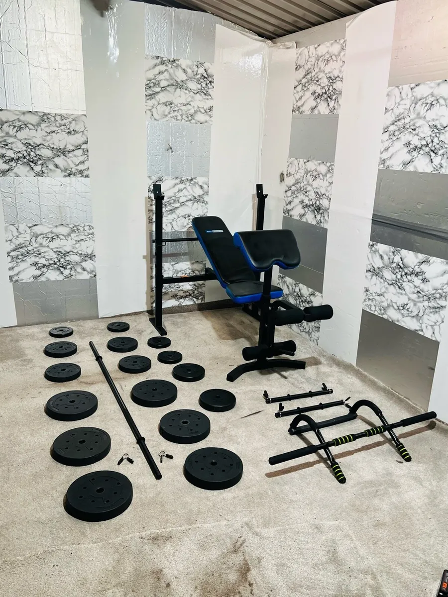 50KG BARBELL SET ADJUSTABLE BENCH BARBELL DUMBLS - Image 4