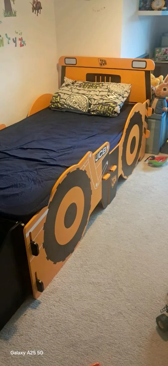 Jcb style kids bed frame and storage bucket - Image 1