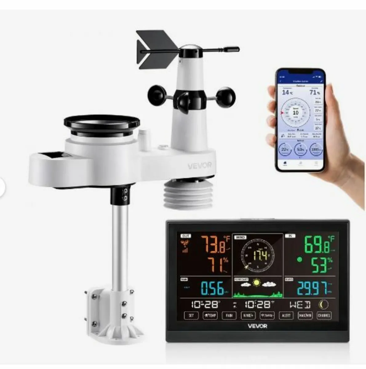 5-in-1 Wi-Fi Weather Station, 190.5 mm VA Display - Image 3