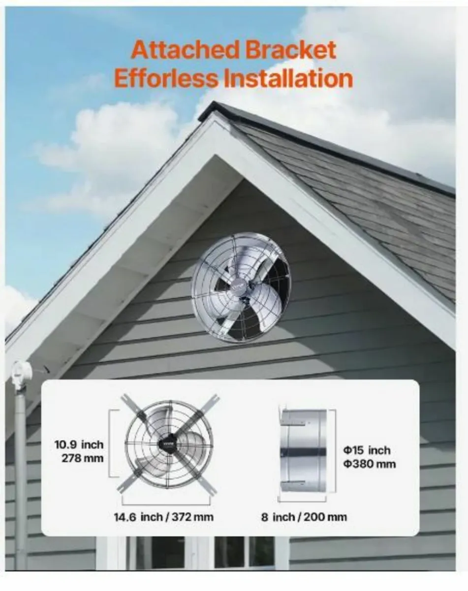 Gable Mount Fan, 15 Inch Attic Exhaust - Image 4