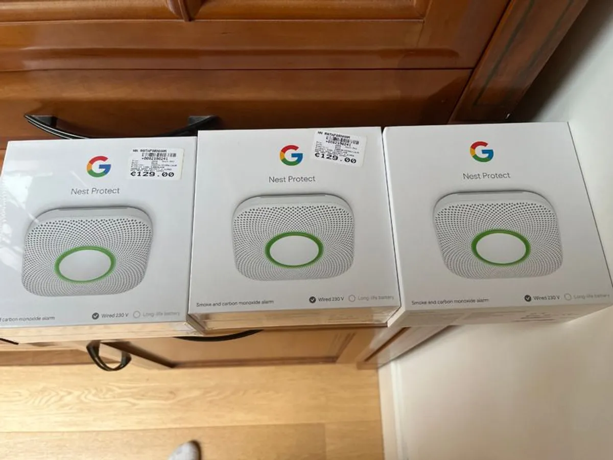3 Brand New Google wired NEST Smoke Alarms - Image 1