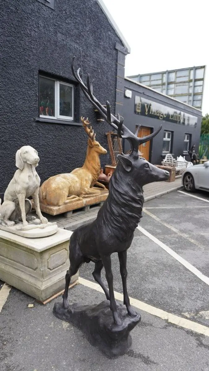 Large Bronze Deer Sculpture - Image 2