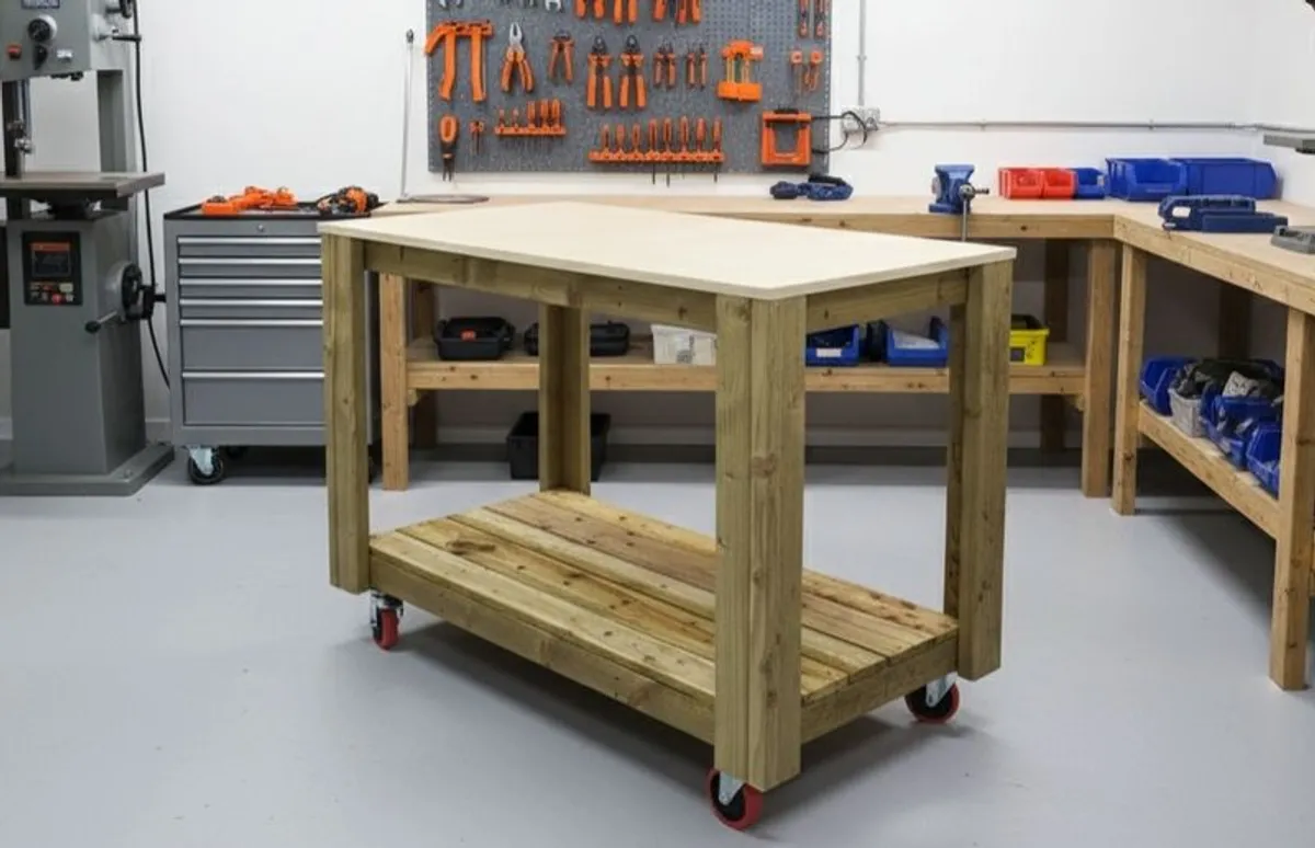 Workbench On Castor Wheels 4ft x 2ft - Image 1