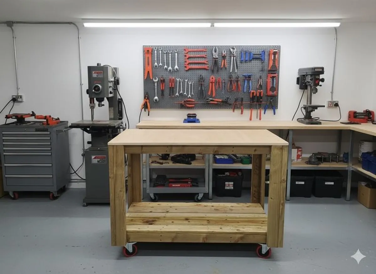 Workbench On Castor Wheels 4ft x 2ft - Image 4