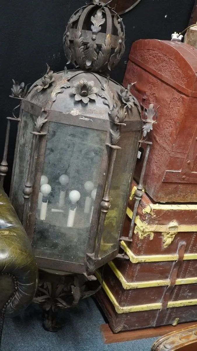 Large Antique Iron Lantern - Image 1