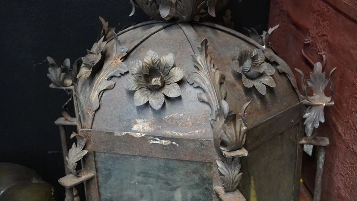 Large Antique Iron Lantern - Image 4