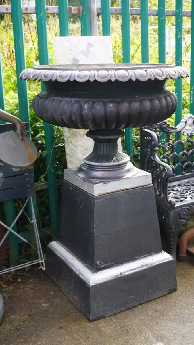 Huge Victorian Cast Iron Planter on Pedestal - Image 1