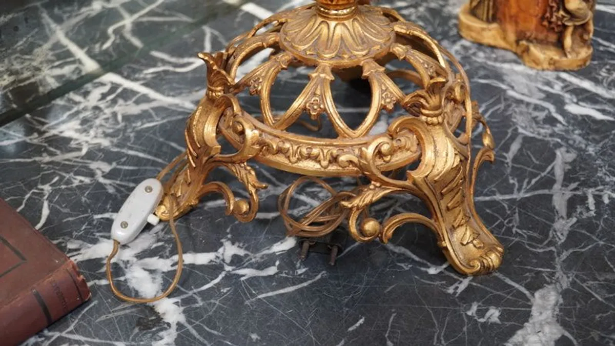 Ornate Antique Metal Lamp - Image 2