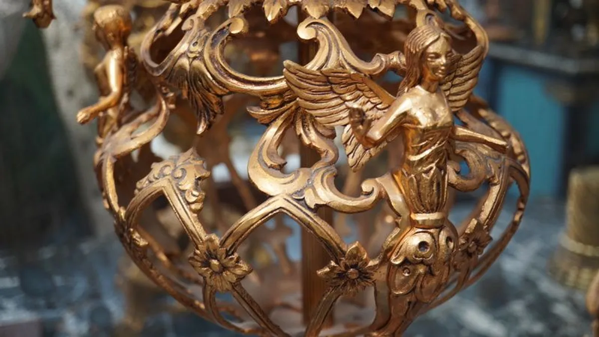 Ornate Antique Metal Lamp - Image 3