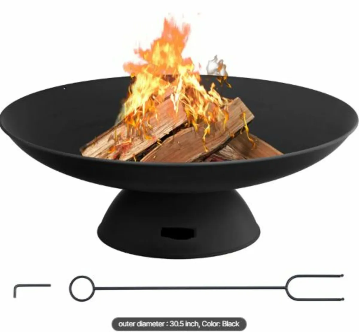 Fire Pit Bowl, 30-Inch Deep Round Cast Iron Fire - Image 1