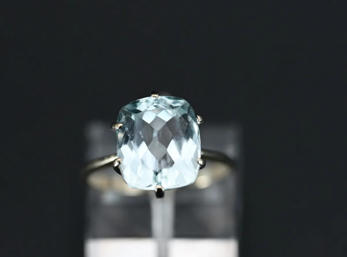 Vintage 1940s Aquamarine Solitaire Ring - Image 4