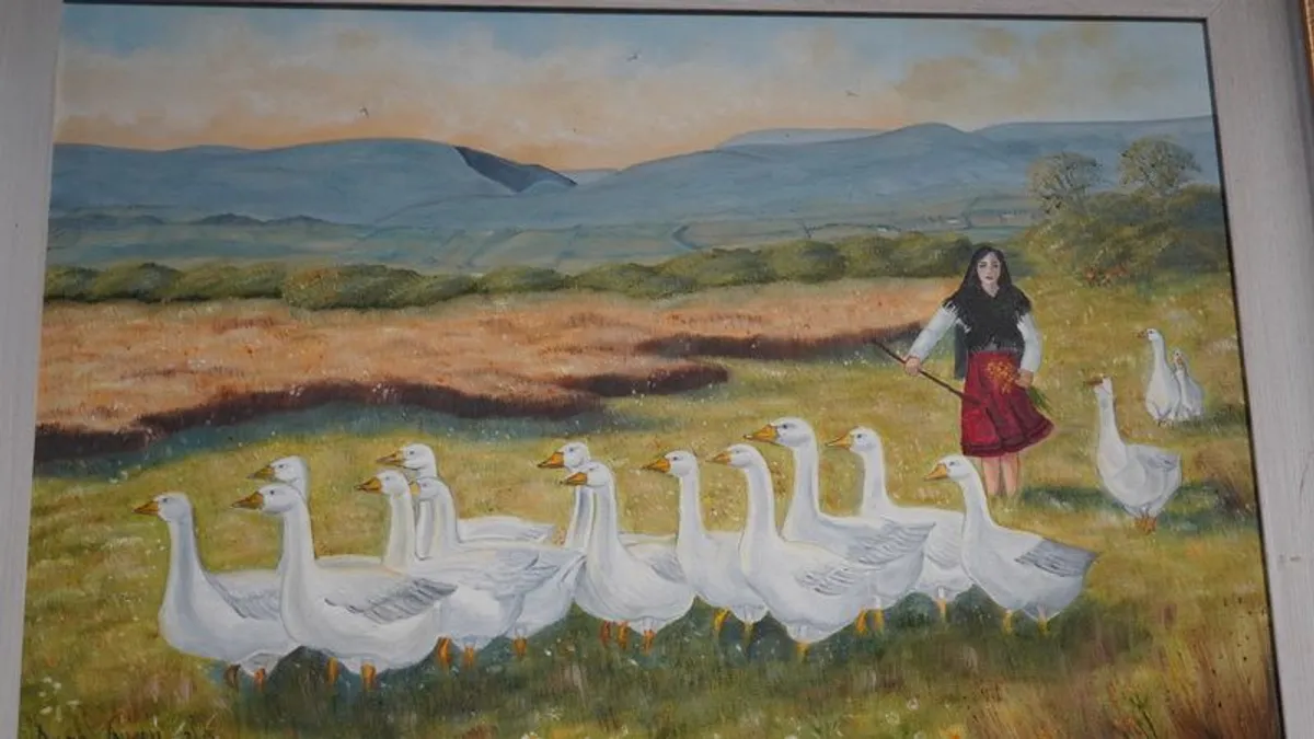 Original Oil Painting by Diane Lavery (2003) Shepherdess with Geese - Image 2