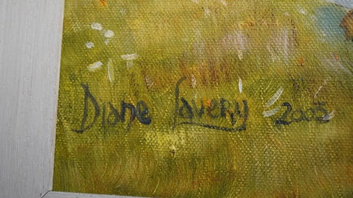 Original Oil Painting by Diane Lavery (2003) Shepherdess with Geese - Image 3