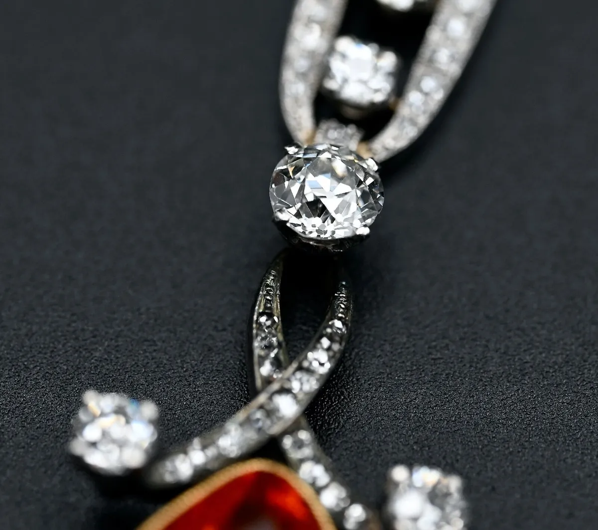Antique Edwardian Fire Opal & Diamond Necklace - Image 4