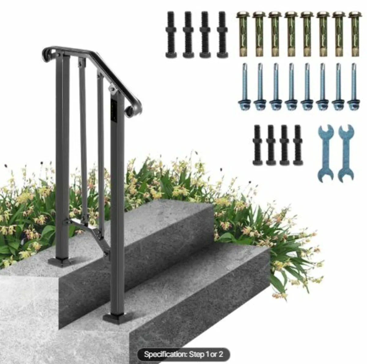 Handrail Picket #1 Fits 1 Step Matte Black - Image 1