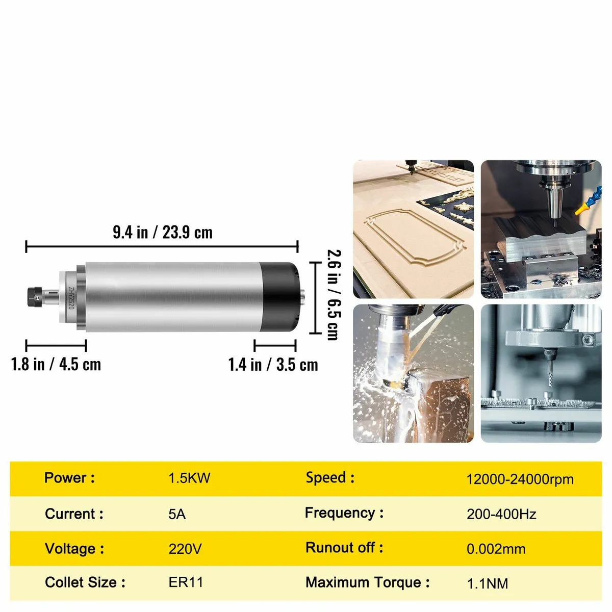 1.5KW 2220V Air Cooled Spindle Motor CNC Machine - Image 3