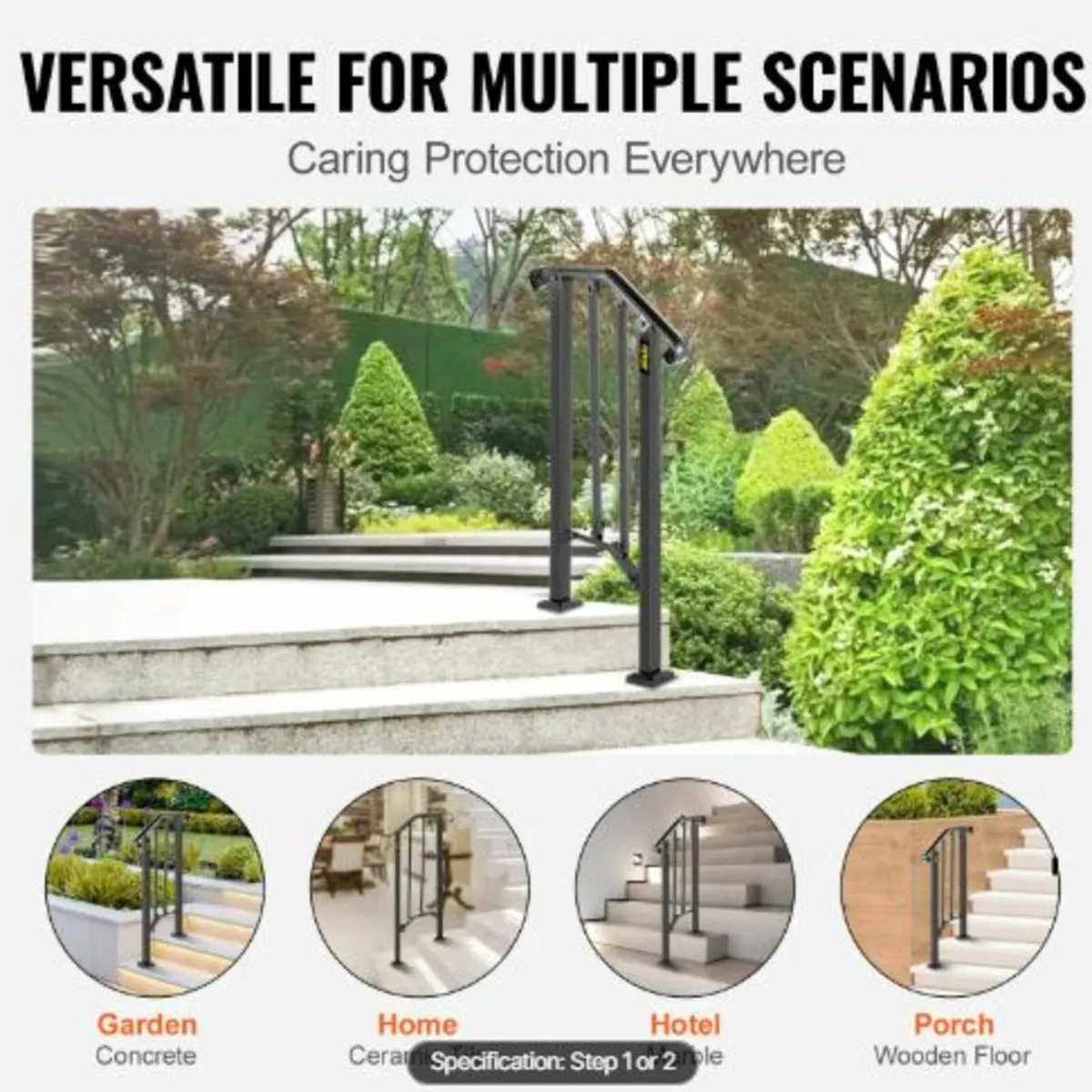Handrail Picket #1 Fits 1 Step Matte Black - Image 3